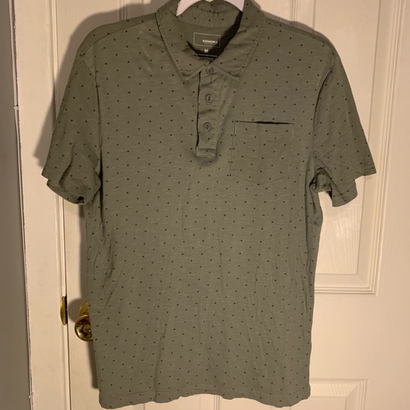 Sonoma Short Sleeve 1/4 Button Up Shirt Patterned - Picture 1 of 2